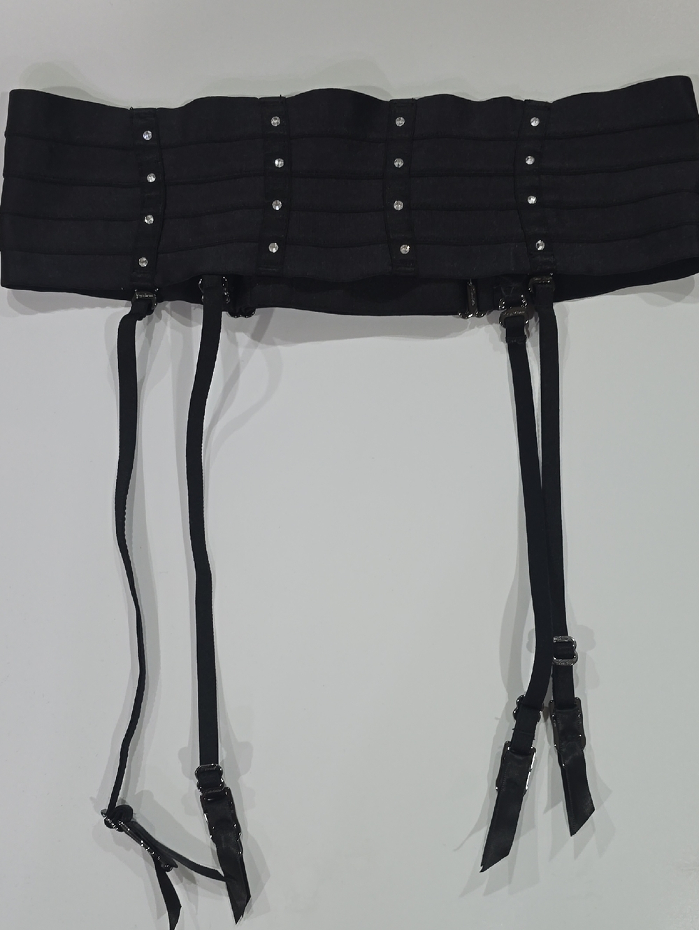 Black Strapped Garter Belt with Stud Details